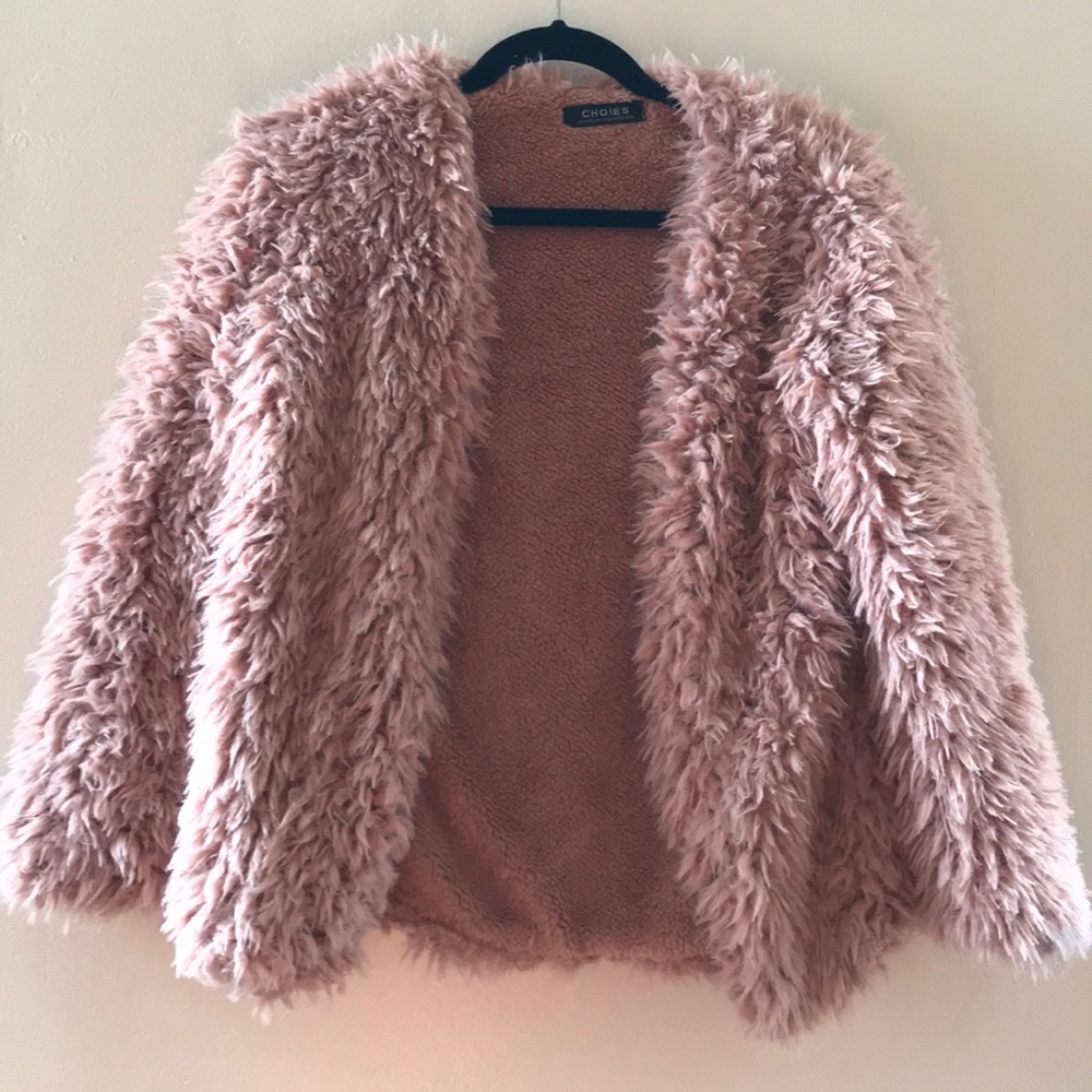 Pink faux fur jacket